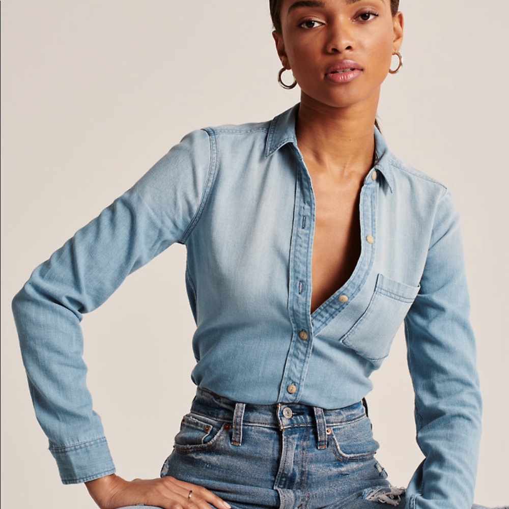 NWT A&F Denim button down shirt